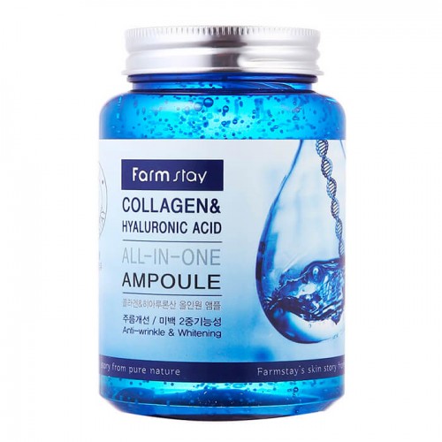 Многофункциональная сыворотка с гиалуроновой кислотой и коллагеном FarmStay Collagen&Hyaluronic Acid all-in-one Ampoule