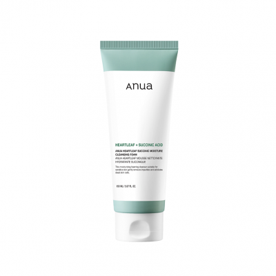 Гель-пенка для умывания с янтарной кислотой Anua Heartleaf Succinic Moisture Cleansing Foam, 150 мл.
