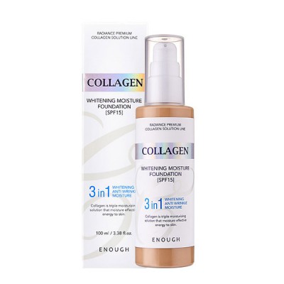 Тональный крем с коллагеном 3 в 1 для сияния кожи Enough Collagen Whitening Moisture Foundation SPF 15