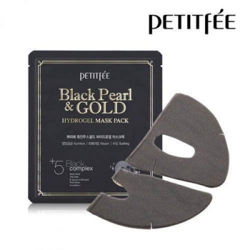 Маска для лица гидрогелевая с жемчугом и золотом Petitfee Black Pearl&Gold Hydrogel Mask Pack