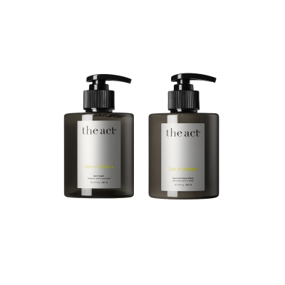 Набор парфюмированной серии The Act Zest of Verbena: жидкое мыло + крем для рук и тела Набор парфюмированной серии The Act Zest of Verbena: жидкое мыло + крем для рук и тела